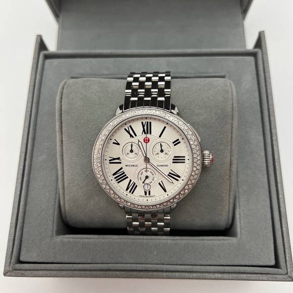 💖Michele Serein💖Diamond Silver Dial Chronograph 40mm Stainless Steel Ladi… - Picture 3 of 17